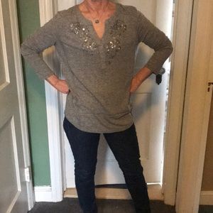 Akemi + Kin grey top with sequin embellishment